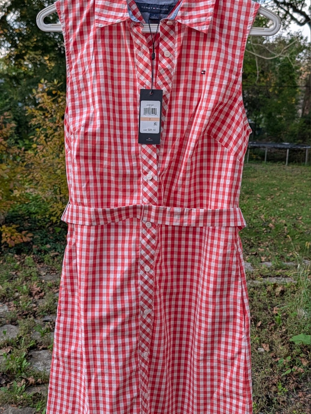 NWT Tommy Hilfiger Gingham Sleeveless Shirt Dress